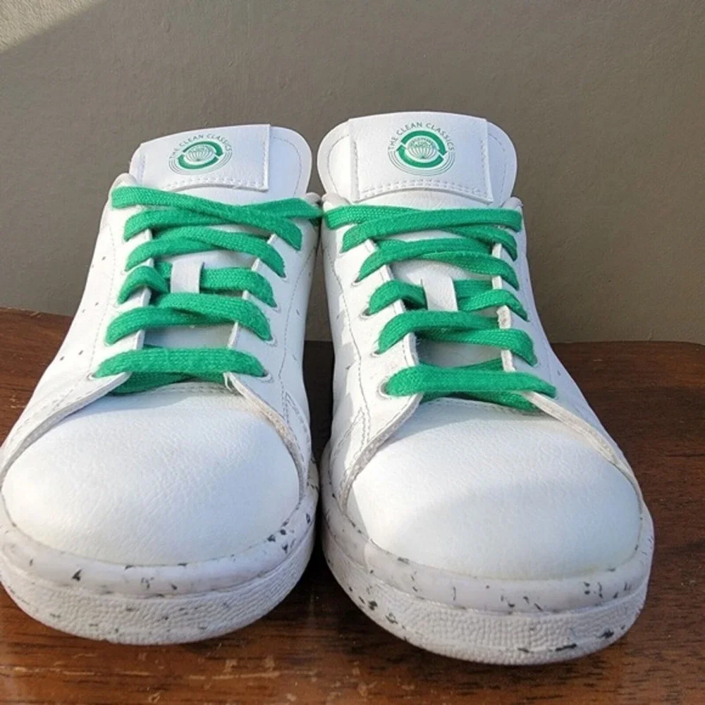 Adidas Stan Smith Vegan Clean Classics White Green Sneakers Size 4 | FU9609‎